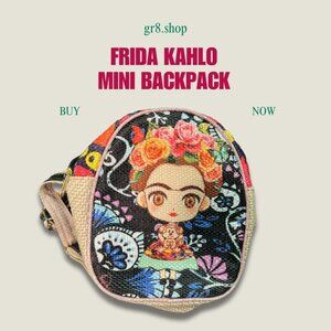 Frida Kahlo Mini Backpack With Adjustable Straps Colorful Design And Compact Siz